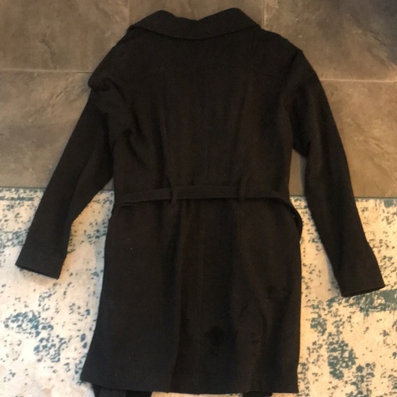 JACOB Black Tie Waist Long Coat- Medium - Picture 3 of 6